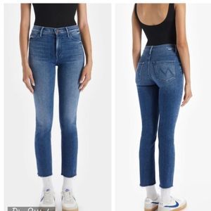 MOTHER The Mid Rise Dazzle Ankle Fray Jeans Women 24